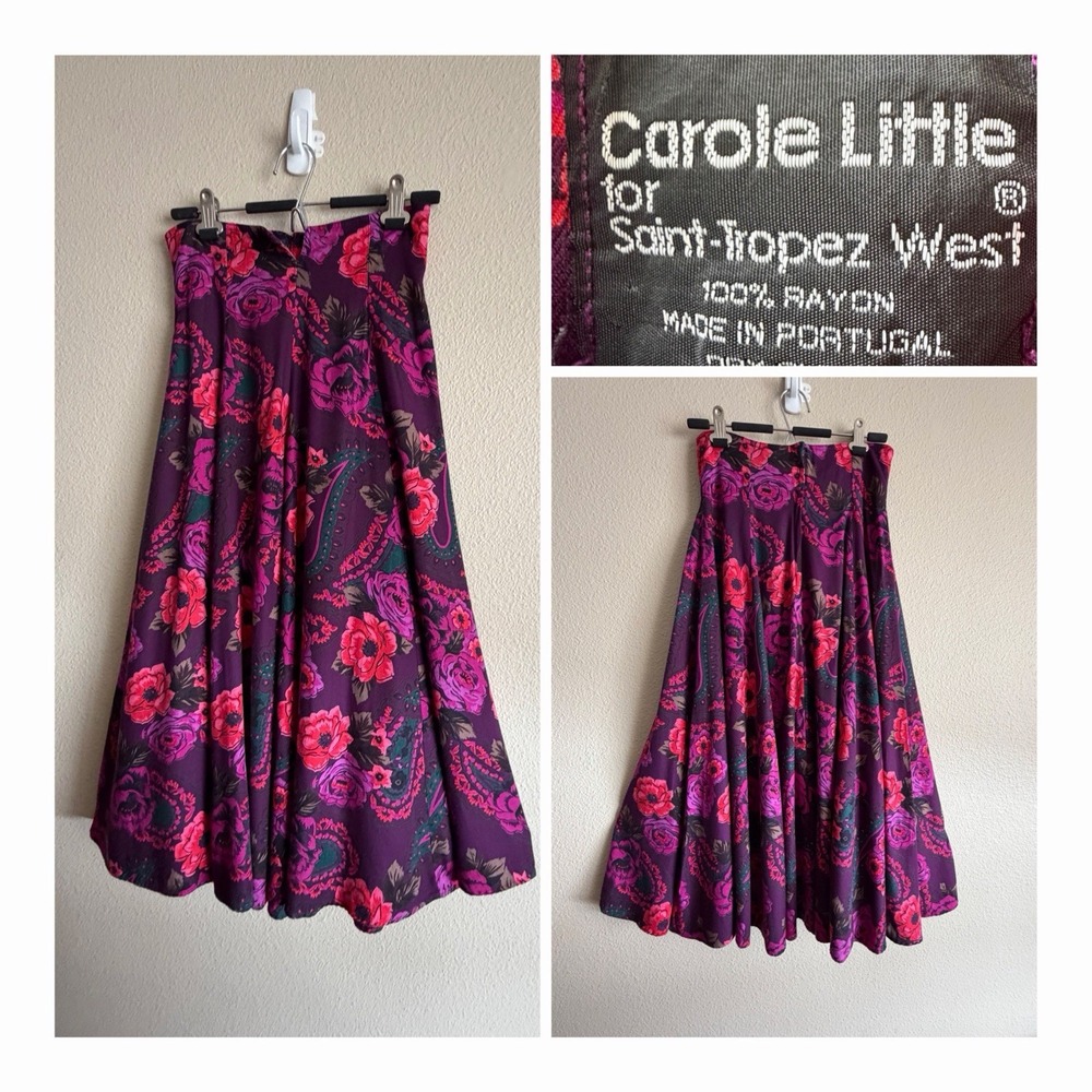 Vintage Carole Little Floral Maxi Skirt Whimsigoth Romantic High Waist A Line 6